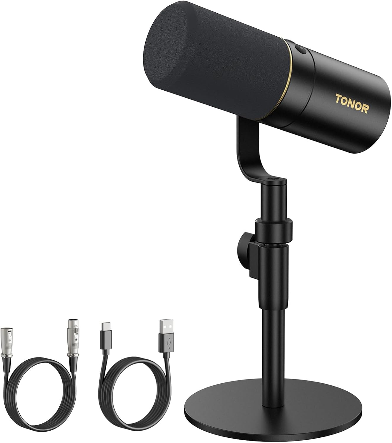 TONOR Dynamic Microphone, XLR/USB Microphone for Podcast, Recording, Streaming, Gaming, XLR Cardioid Studio Mic with Quick Mute, 3.5mm Headphone Jack, Volume Control, Mic with Desktop Stand, TD520