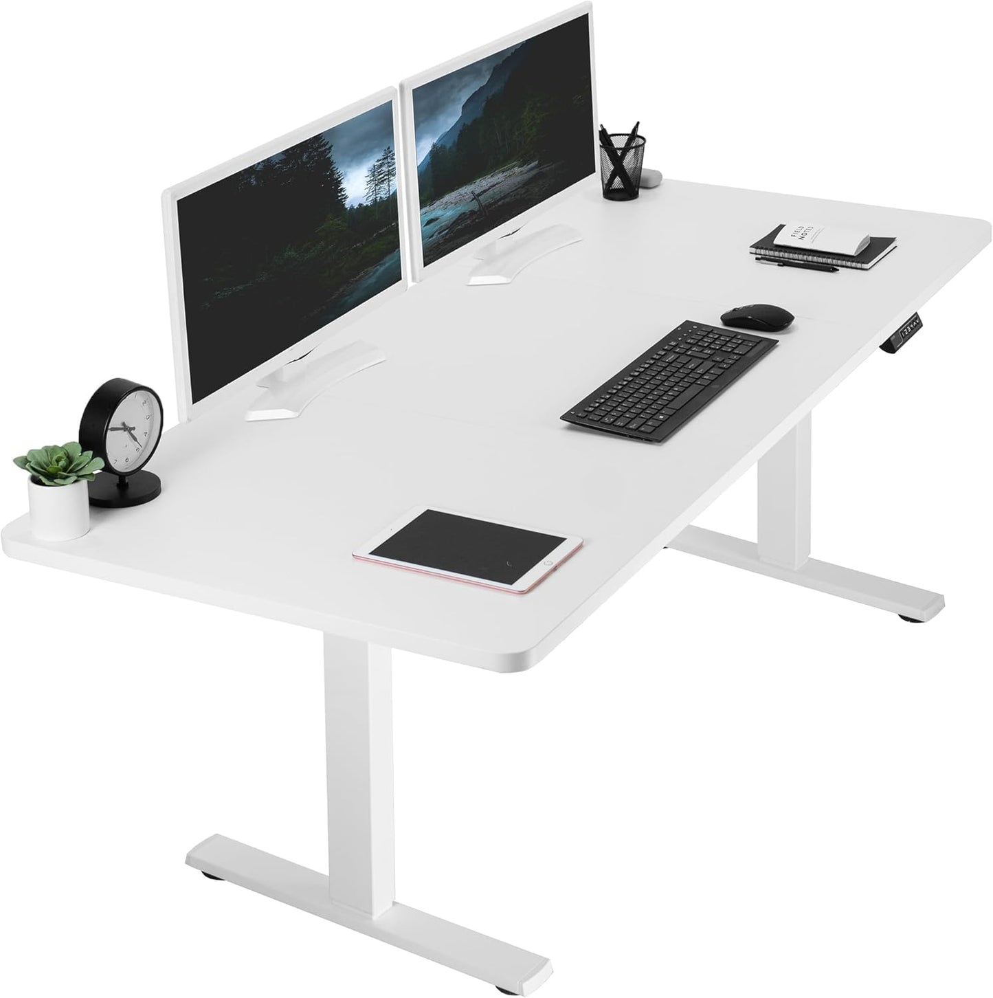 VIVO Electric 71 x 30 in Standing Desk, Memory Height Adjustment, 1B Series, White Top White Frame, DESK-KIT-1W7W
