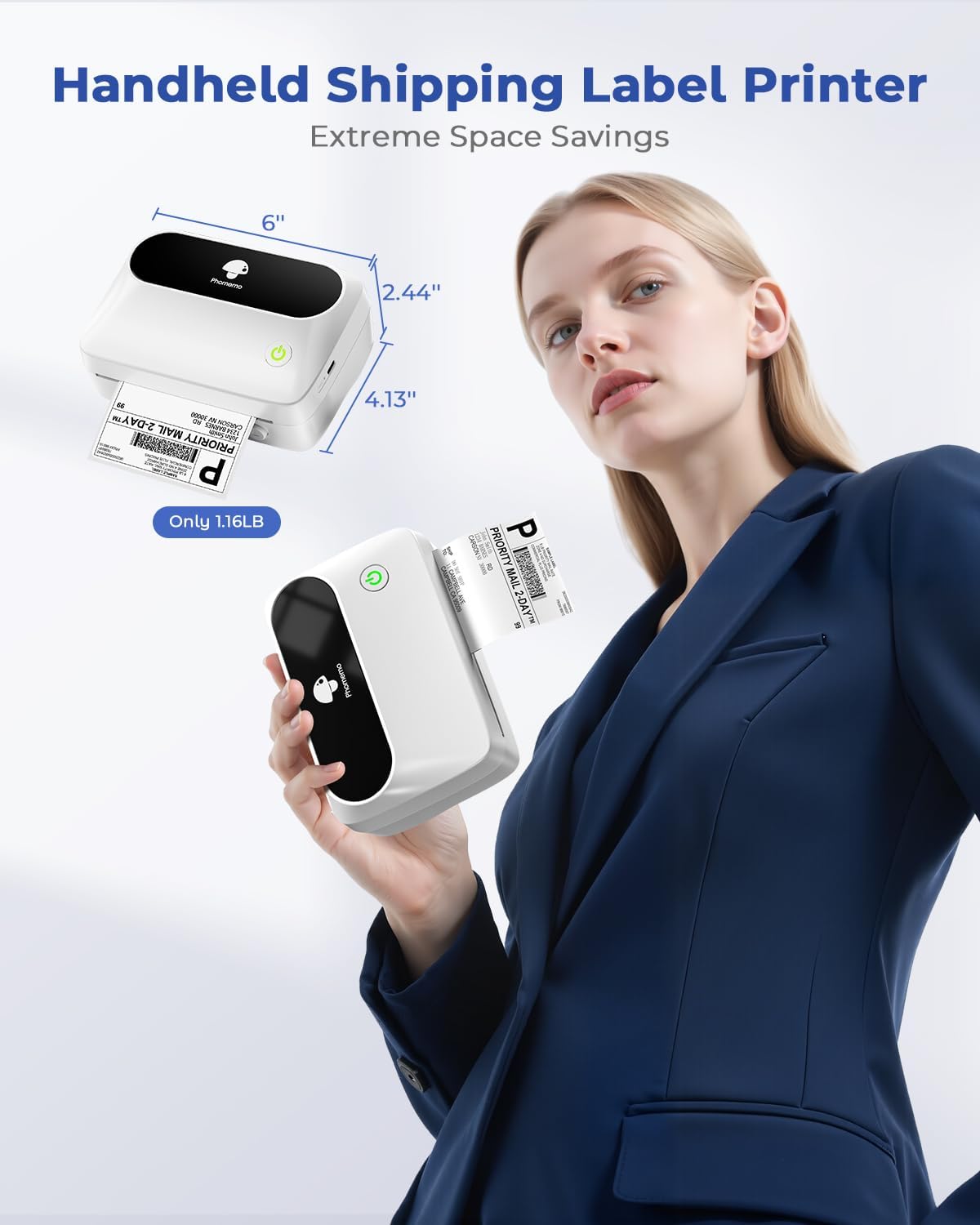 Phomemo Label Printer, Bluetooth M421 4 x 6 Shipping Label Printer, Thermal Portable Printers for Shipping, Warehouse, Barcode, Address,Compatible with Phone & PC,