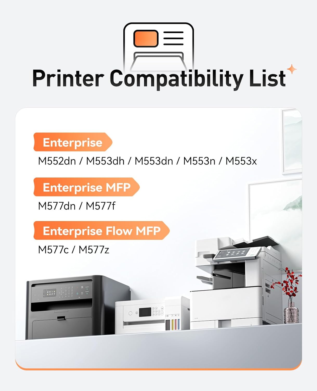 508X 508A Toner Cartridge Set 4-Pack Replacement for HP 508X CF360X CF361X CF362X CF363X Toner Compatible with HP Color Laserjet Enterprise M553 M552 MFP M577 Series Printer(Black Cyan Magenta Yellow)