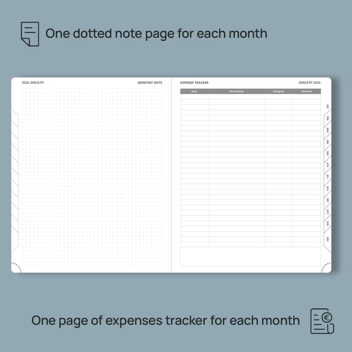 POPRUN Monthly Planner 2026-2027 (Large- 8.5" x 10.5" Soft Cover), 18-Month Calendar Book (Jan.2026 - Jun. 2027), Calendar Planner with Monthly Tabs & Pocket, 100 GSM Paper - Black