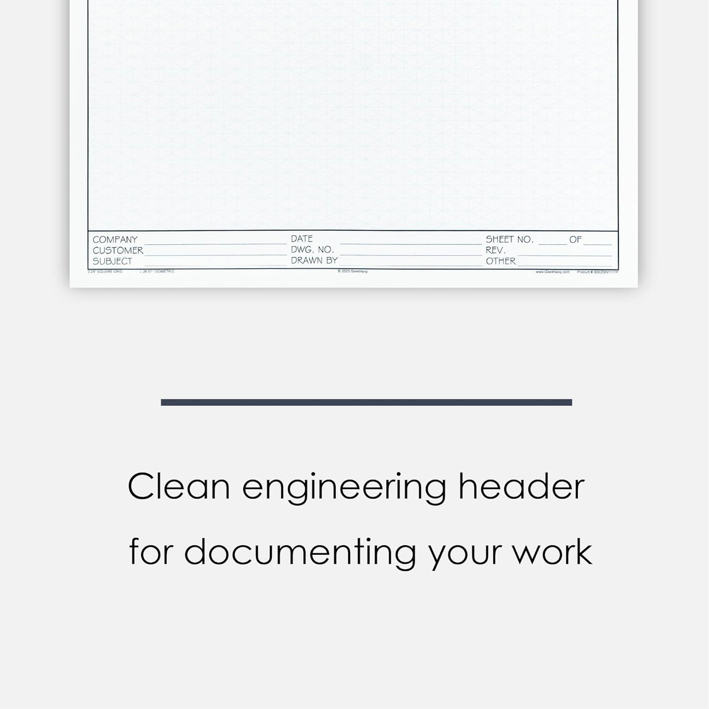 11" x 17" Isometric Graph Paper 50 Sheets Portrait - 0.25" Grid, Non-photo Blue, High Brightness, Drafting, Engineering, Art, 3D Design (1-Pack)