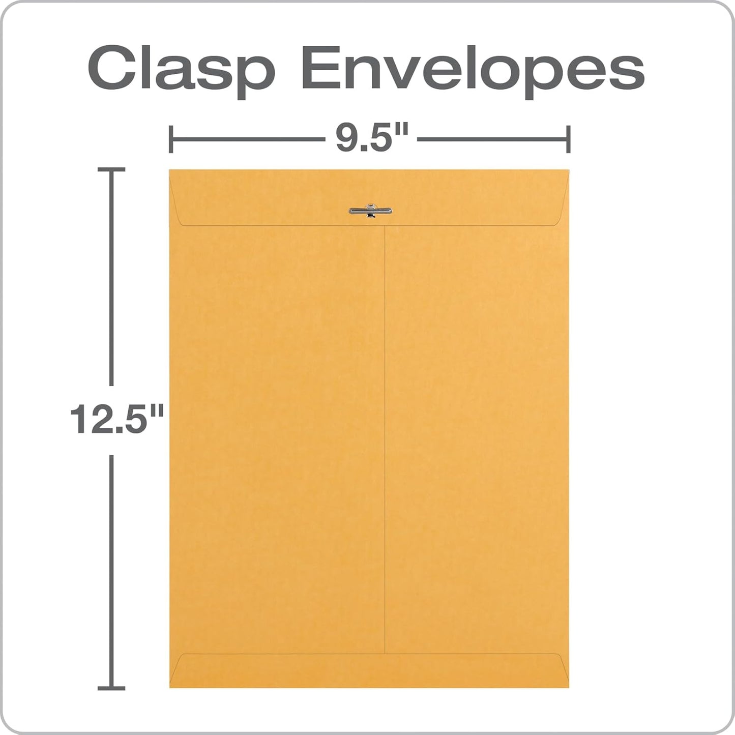 Quality Park, QUA37893, Gummed Kraft Clasp Envelopes, 100 / Box, Kraft, 9.5 x 12.5 Inches