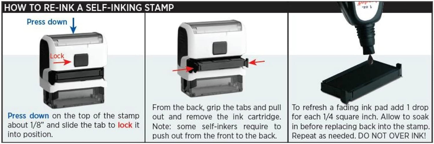 Infusion Self-Inking Custom Rubber Stamp (Personal or Business Use) - Choose from 16 Colors (1" x 3-1/4")