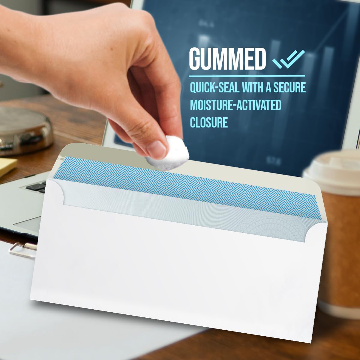 Compuchecks Double Window Envelopes #8 - Gummed, Security Business Mailing Check Envelopes - Tamper Evident, Security Tint - 1000 Count – Guaranteed to fit QuickBooks Checks