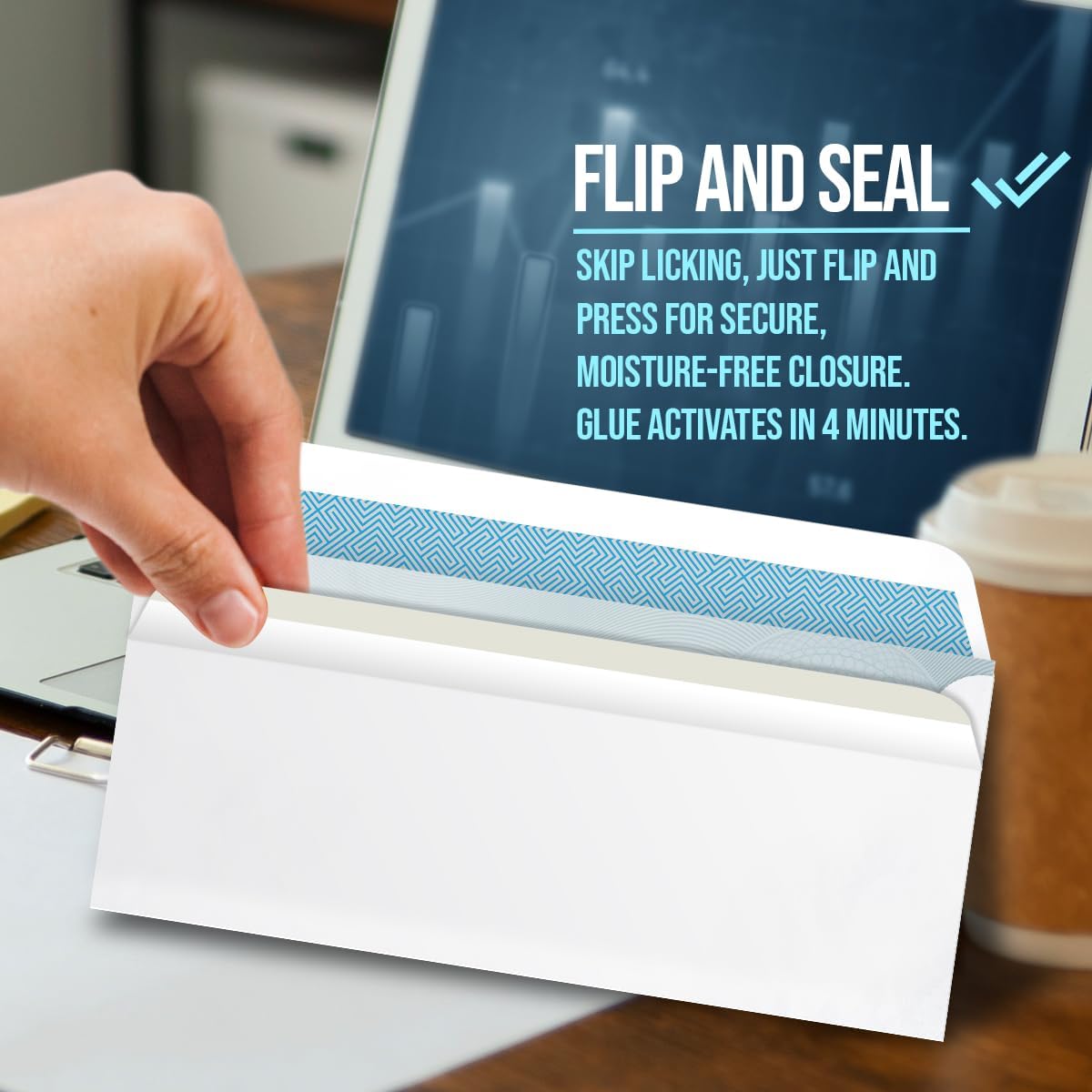 Compuchecks Double Window Envelopes #8- Flip and Seal Flap, Security Business Mailing Check Envelopes - Tamper Evident, Security Tint - 100 Count – Guaranteed to fit QuickBooks Checks