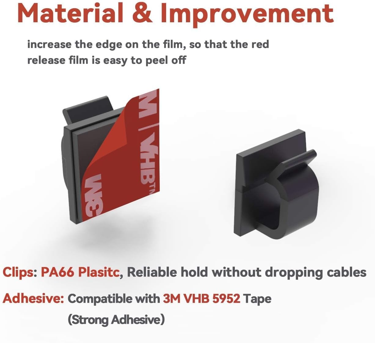 Cable Clips 40pcs with Strong Adhesive Tapes,Wire Holder Organizer Cord Management for Car, Office and Home (Black- CC05(40PCS))