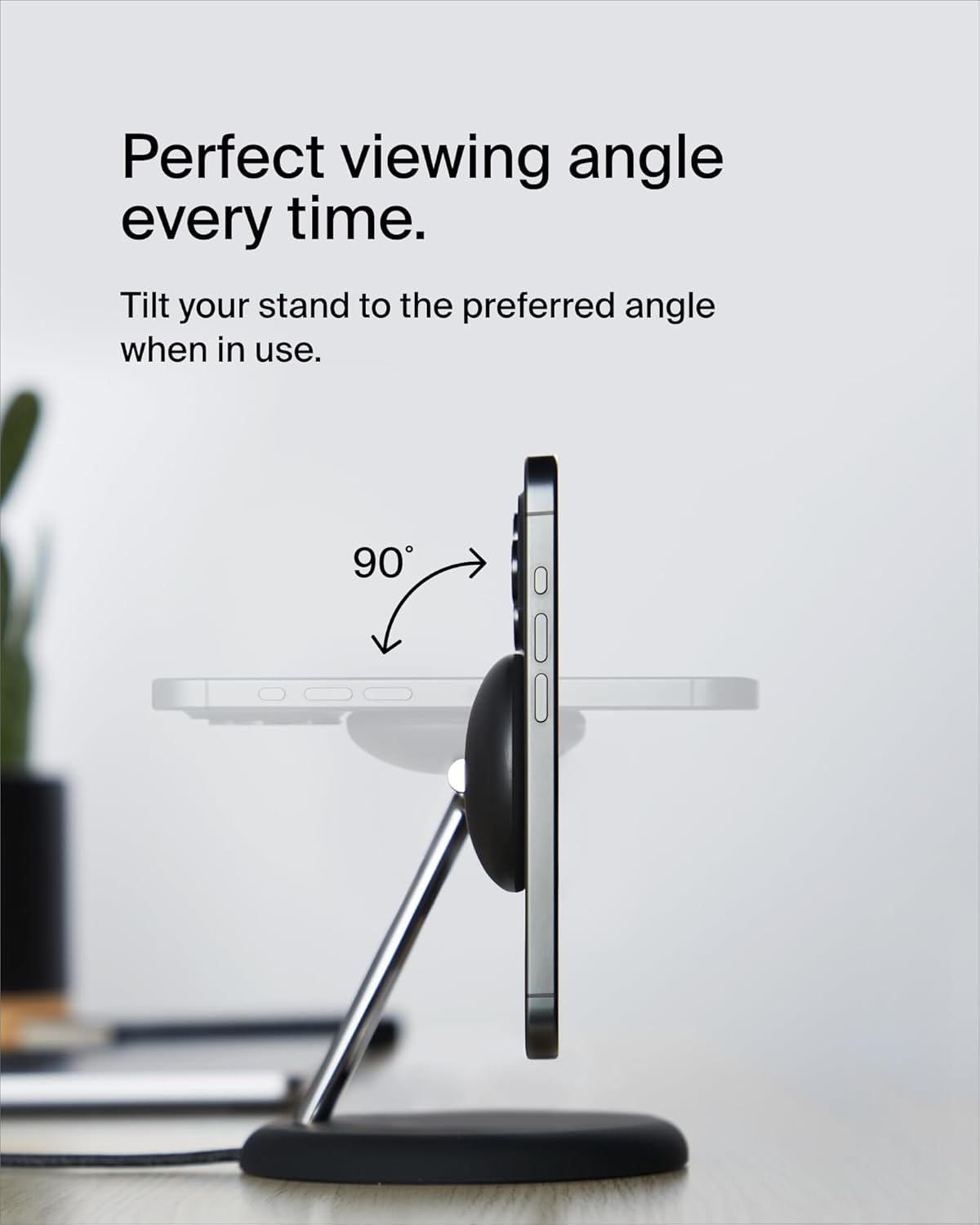 Belkin MagSafe-Compatible 3-in-1 Wireless Charger Stand 15W - Qi2-Certified Wireless Charging Station, Fast Charging of iPhone 16, AirPods, & Apple Watch - 36W Included - Black