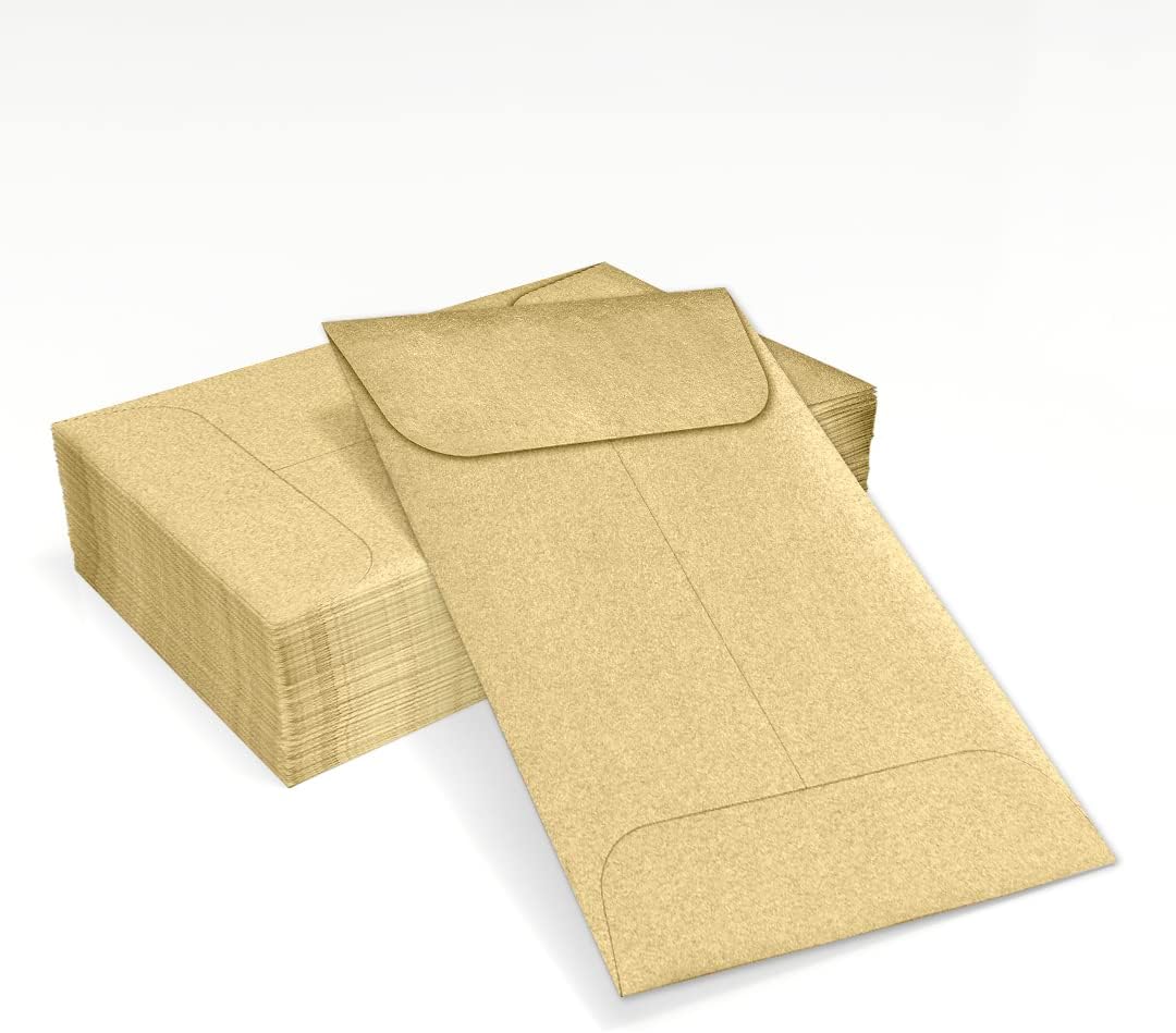 LUXPaper #1 Coin Envelopes | 2 1/4" x 3 1/2" | Blonde Metallic | 80lb. Text | 50 Qty