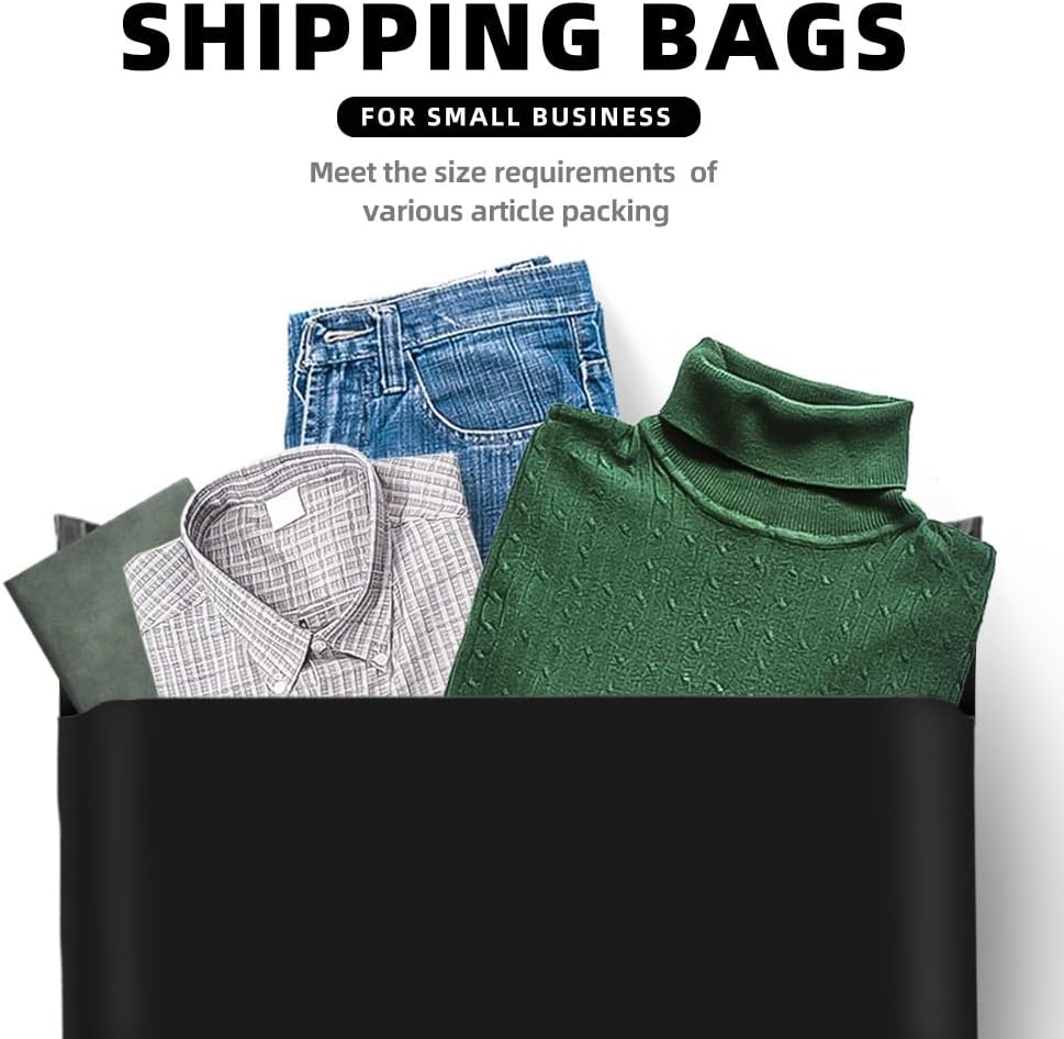 POLYSELLS 200 pcs 24x24 Inches Black Poly Mailers Shipping Envelopes, Strong Adhesive Sealing, Waterproof, and Tear-resistant Postal Mailing Bags for Clothing, Books, and Accessories