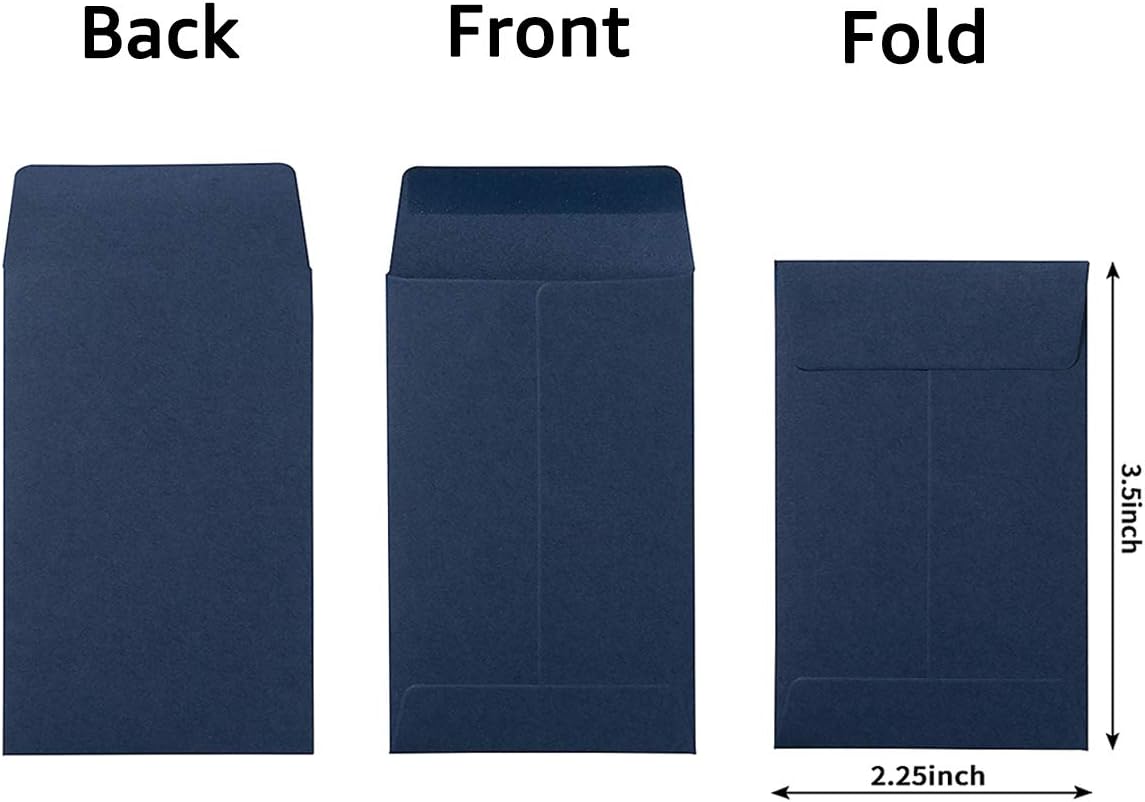 200 Pack Small Coin Envelopes Kraft Paper Seed Envelopes Mini Parts Small Items Stamps Storage Packets Envelopes Self-Adhesive for Garden, Office or Wedding Gift, (2 1/4 x 3 1/2 Inch, Navy Blue)
