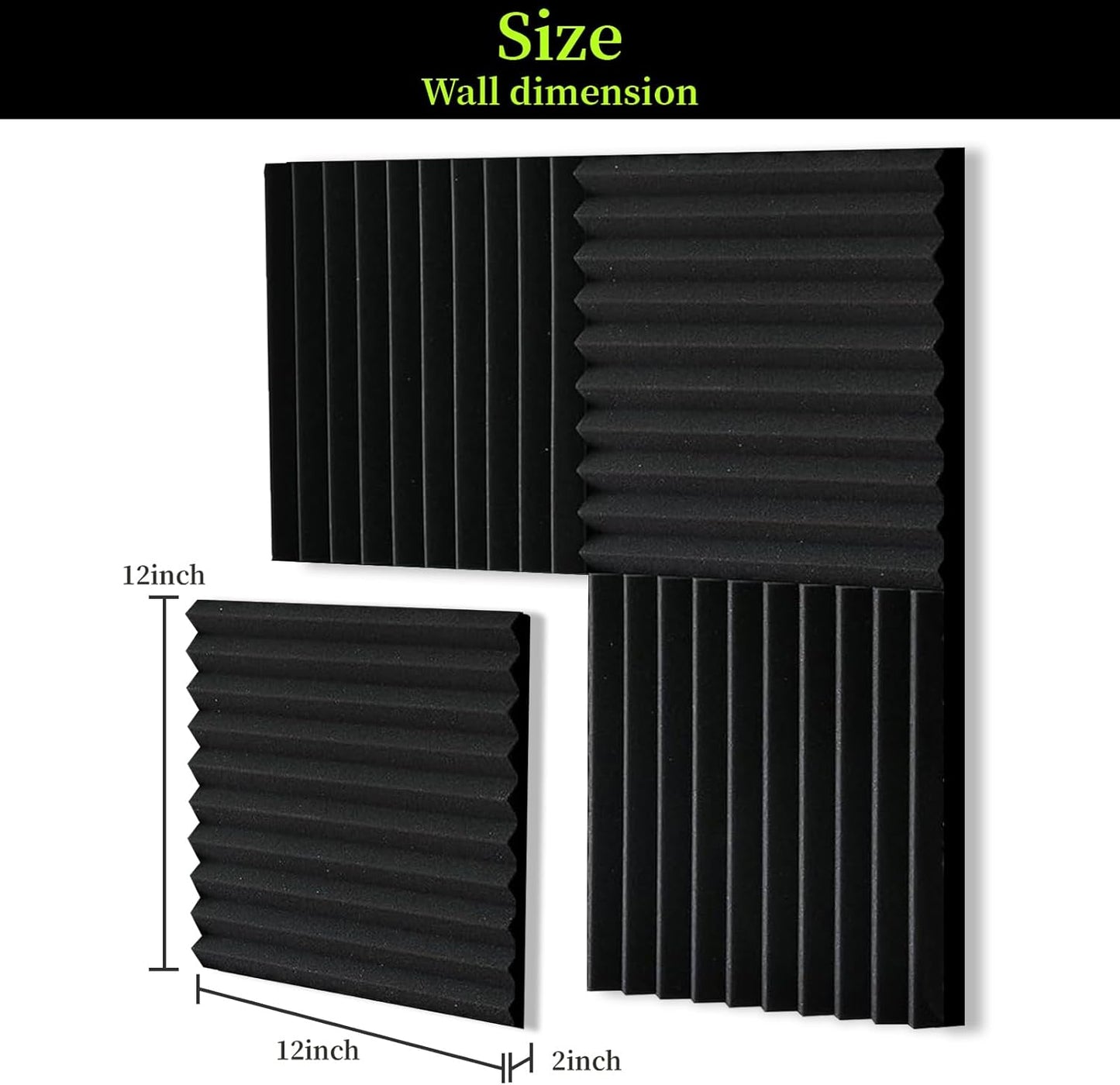 100 Pack Sound Proof Foam Panels for Walls 12x12x1 Inches, Wedges Acoustic Panels Sound Absorbing, Acoustic Foam Panels for Recording Studio, Home, Office, Easy Install, No Adhesive Included