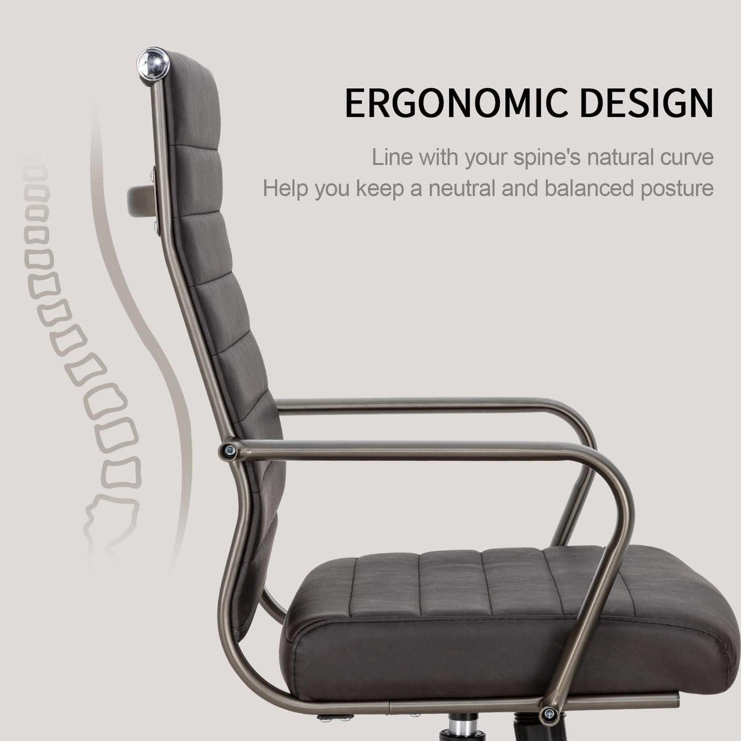 Okeysen Office Desk Chair Conference Room Chairs Modern Ergonomic Executive Swivel Chair Adjustable Height PU Leather Home Desk Chair with Armrests Comfy Computer Task Chairs with Wheels (Retro Black)