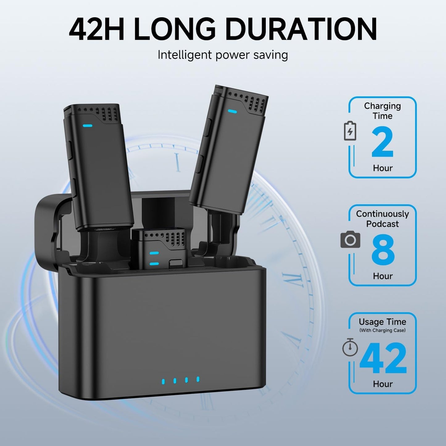 2 in 1 Professional Wireless Lavalier Microphone for iPhone iPad Android with Charging Case Noise Cancellation Plug-Play Clip on Lapel Mic for YouTube, Recording, Facebook Live Streaming