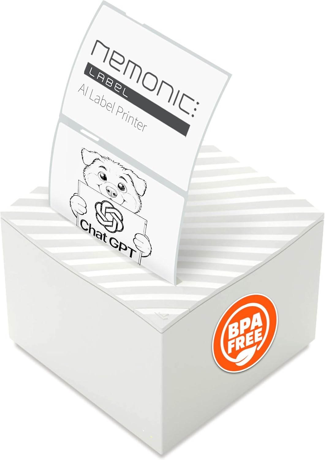 Nemonic AI | Label Printer | Sticky Note | Compatible with CHATGPT | Inkless Bluetooth Thermal Label Printer for Small Business | Portable Wireless
