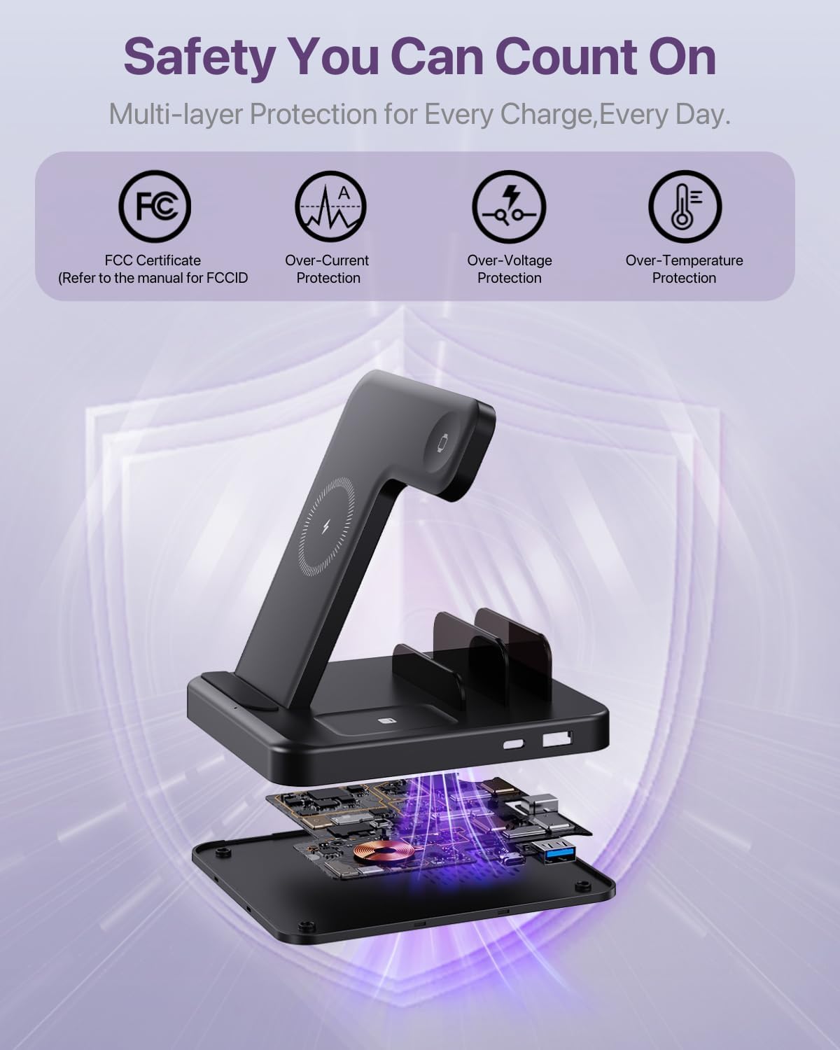 Intoval 5-in-1 Charging Station, for iPhones 17/17 Pro/17 Pro Max and Androids, iPad Pro/Air/Mini, Apple Watch 11/Ultra 3/Ultra 2/Ultra/10/9/8/7/SE, Wireless Charging Dock for Multiple Devices (Black)