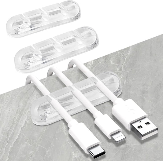 SOULWIT Cable Holder Clips, 3-Pack Cable Management Cord Organizer Clips Silicone Self Adhesive for Desktop USB Charging Cable Nightstand Power Cord Mouse Cable Wire PC Office Home
