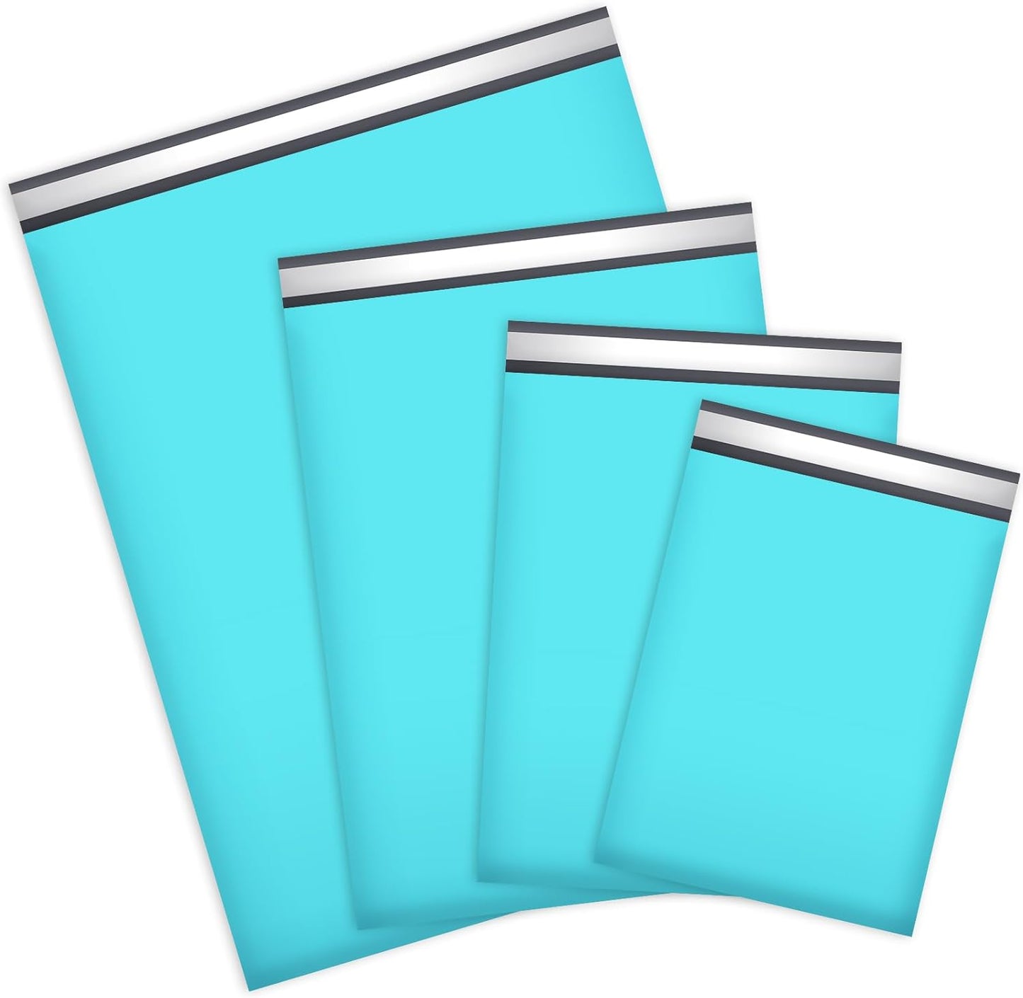 UCGOU 100 Pack Teal Poly Mailers Variety Size Pack, 10x13 Inch & 12x15.5 Inch & 14.5x19 Inch &19x24 Inch, 25 PCS Each Shipping Bag, Self-sealing Adhesive Mailers Assorted Sizes for Small Business