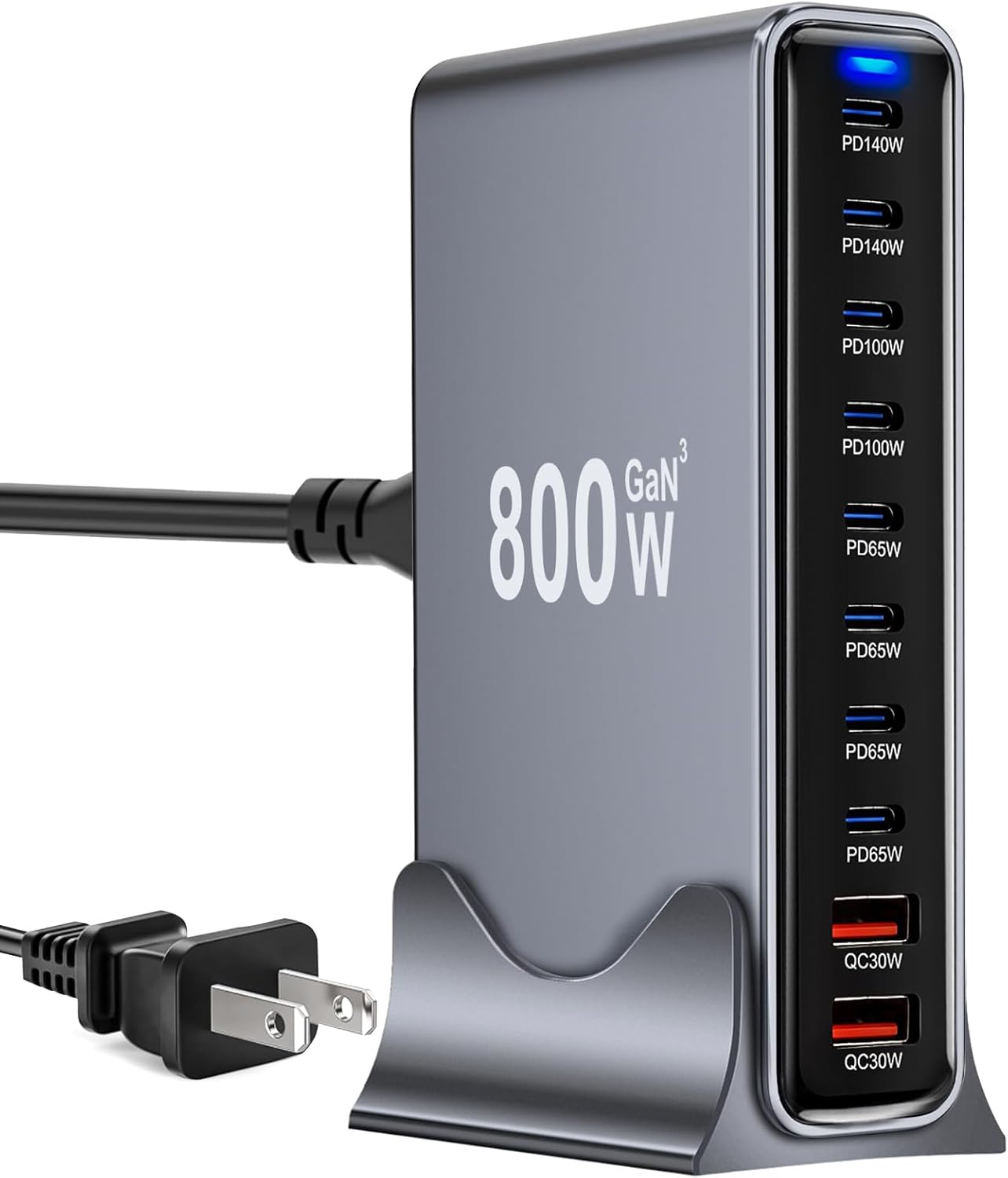800W USB C Fast Charger Block, 10 Port USB Charging Station, GaN Ⅲ Pro Double 140W PD PPS Port Fast Charging Station,Laptop Wall Charger Compatible with HP,DELL,MacBook Pro,iPhone 17,Galaxy S24