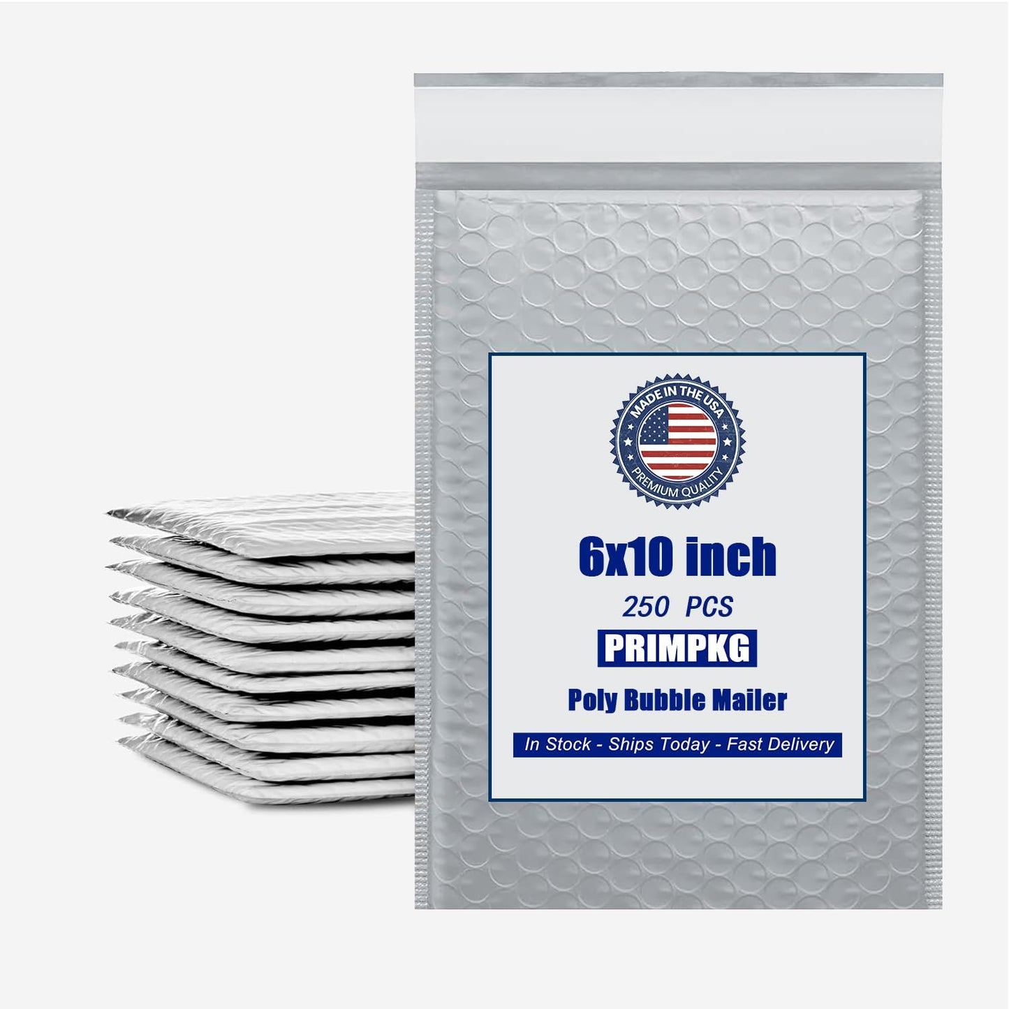 6in x 9in Bubble Mailer, Gray Poly Mailer, Padded Envelope, Shipping Envelope, Waterproof, Self-Sealing, For Small Business, Shipping, Mailing, Boutique Packaging(250PCS)