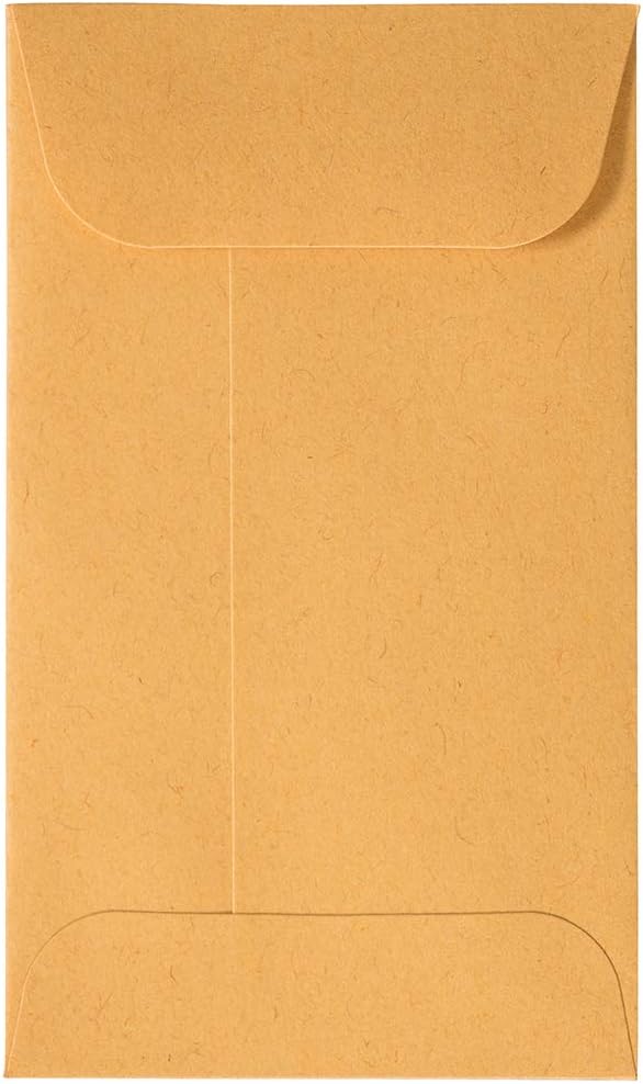 JAM PAPER #3 Coin Business Commercial Envelopes with Peel and Seal Closure - 2 1/2 x 4 1/4 - Brown Kraft Manila - Bulk 250/Box