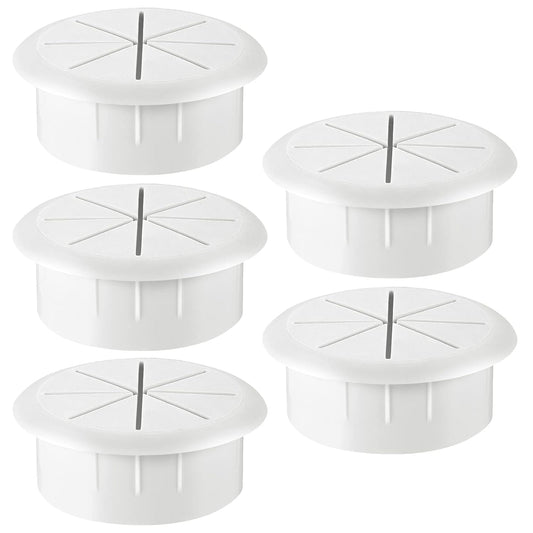 HYCC 5 Pack 2 Inch Flexible Desk Grommet,Organize Wires and Cables on Office Equipment, Computer Components, Entertainment Systems Effectively - Color: White