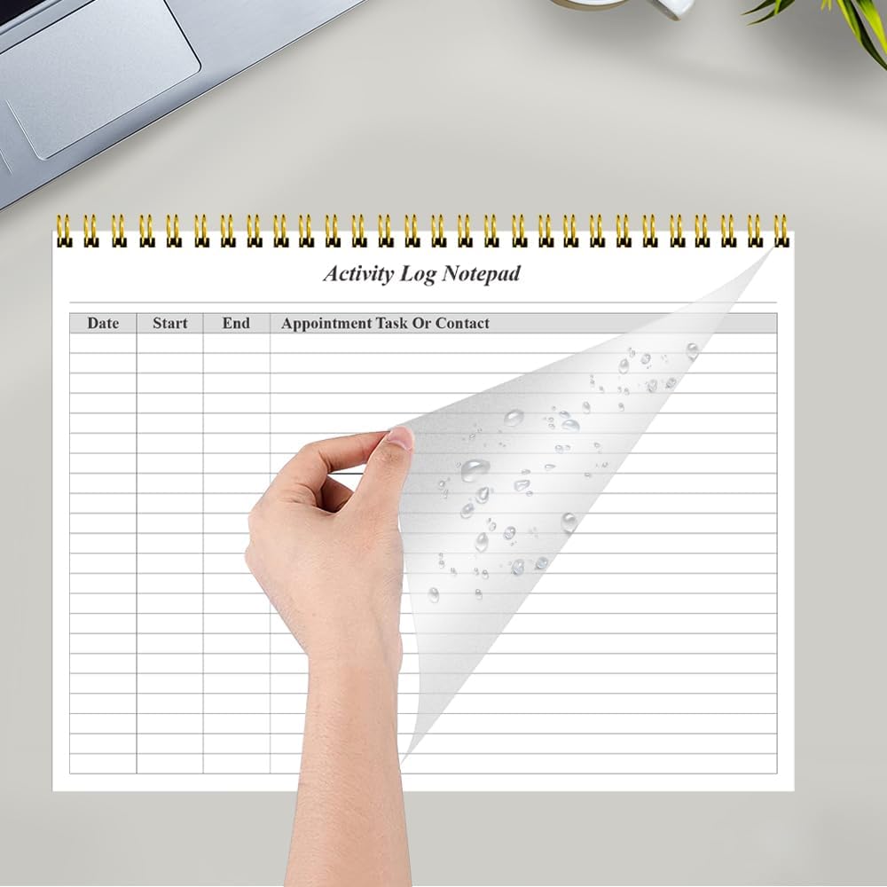 Getvow Activity Log Notepad - Spiral Activity Log Book for Business Work, Undated Weekly To Do List Notepad, Organized Time Spending, Appointment or Contact, 52 Sheets, 100gsm Paper, 8.5" x 11"