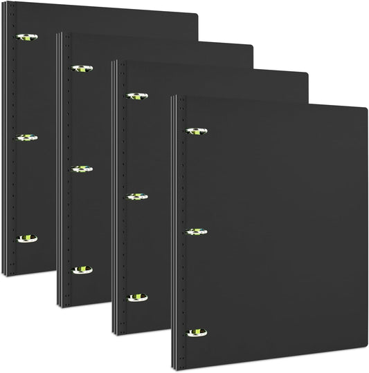 INFUN Telescoping 3 Ring Binder - 4PCS-Black,Portable Plastic 3 Ring Binder with Telescoping Spine, Binders with Foldable Front Cover Holds 8.5" x 11" Paper for School,Office and Homes