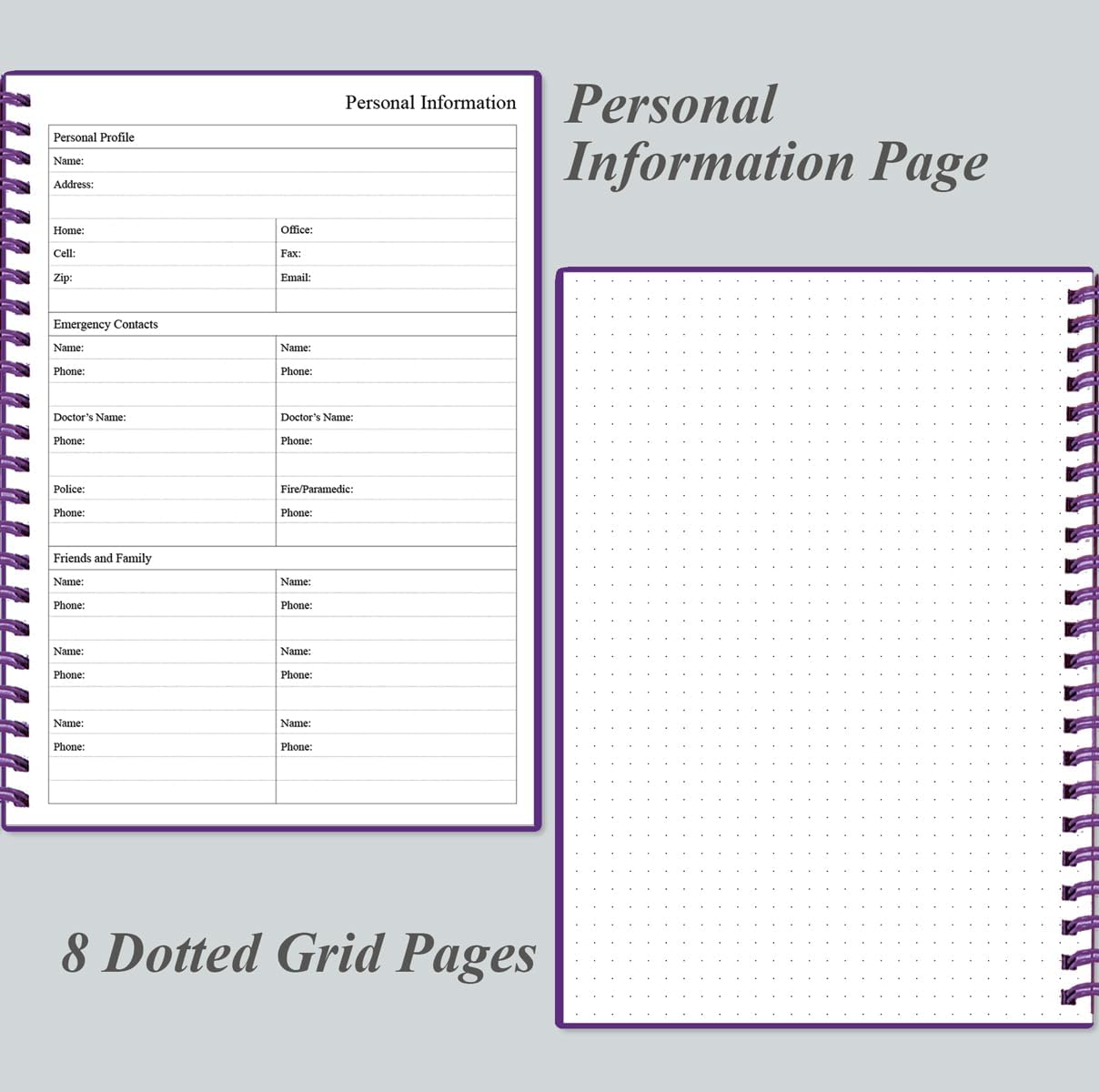 Daily Planner Undated - A5 To Do List Notebook Hourly Schedules, Spiral Appointment Planner for Women and Men, PVC Hardcover, Inner Pocket, Elastic Closure, 5.8" x 8.3", Purple