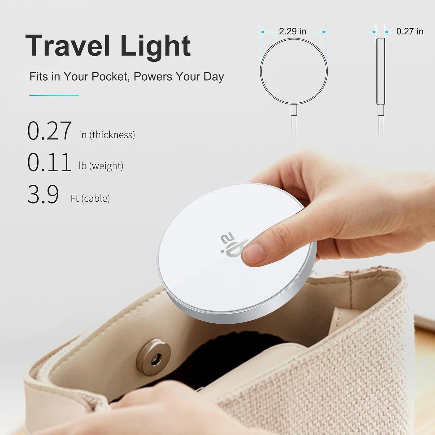 for MagSafe Charger Qi2 Certified,15W iPhone Charging Pad, 2-in-1 Wireless Charger Fast Charging iPhone 17/16/15/14/13/12 Series