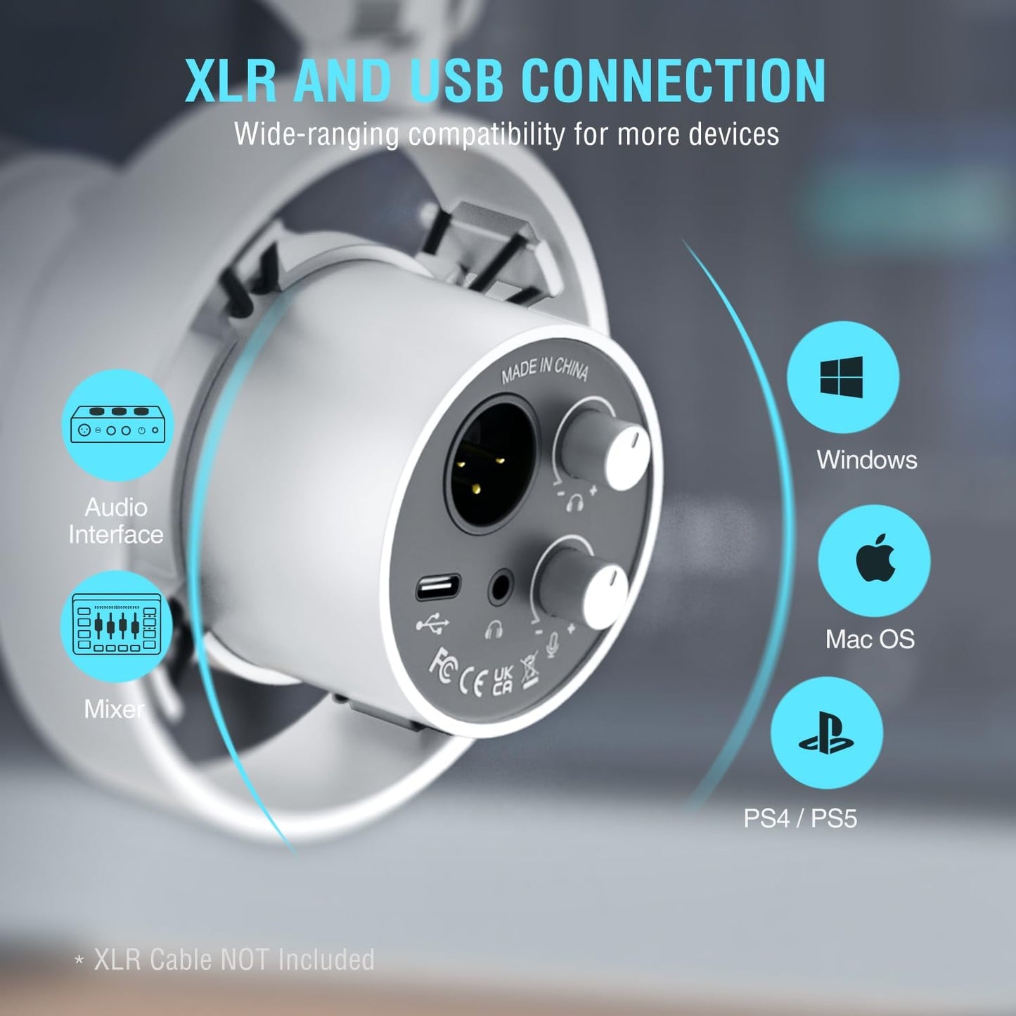 FIFINE Dynamic Microphone with Boom Arm, Studio Vocal XLR Microphone, Podcast USB Mic Kit for PC with Mute Button, Volume Knob, Headphone Jack, for Streaming Recording-AmpliTank K688CT White