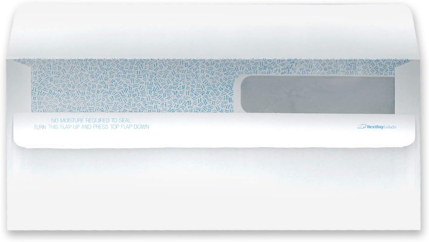 NextDayLabels - Double Window SELF SEAL Security Check Envelopes - Compatible with QuickBooks and Other Checks, Box of 500
