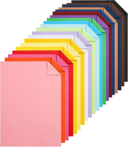 100 Sheets 20 Assorted Colors Cardstock Scrapbooking Paper, 92lb Heavyweight Card Stock A4 Colored Paper for Birthday Decorations, Cards Making, Greeting Cards, Wedding Invitations