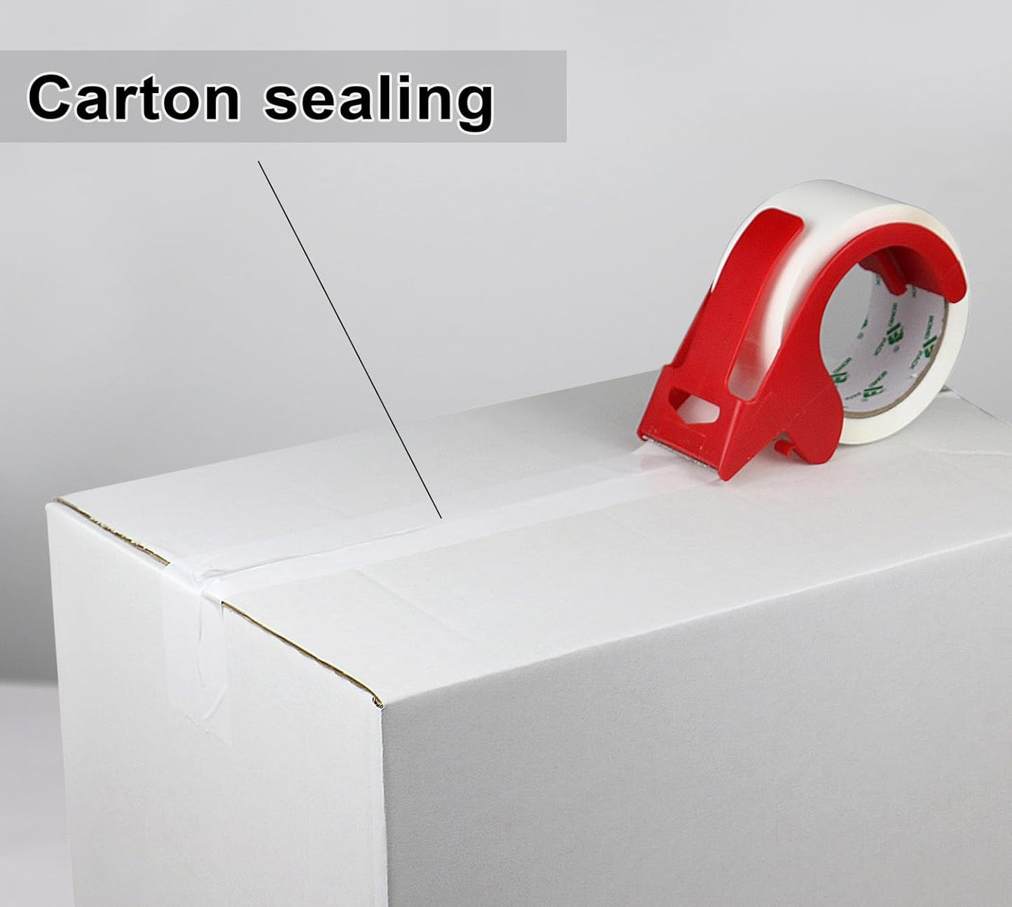 BOMEI PACK White Packing Tape with Dispenser, 2.4 Mil 1.88 Inch x 60 Yards, 6 Refills Rolls White Tape for Box Moving, Shipping and Packaging