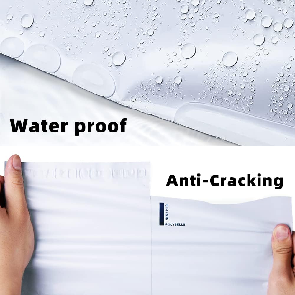 POLYSELLS 500 Pcs 12x15.5 Inch White Poly Mailers Shipping Envelopes, Strong Adhesive Sealing, Waterproof, and Tear-resistant Postal Mailing Bags for Clothing, Books, and Accessories