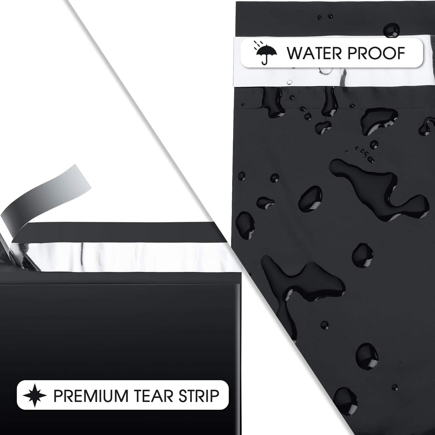 Metronic Poly Mailers 14.5x19 200 Pcs | Large Shipping Bags for Clothing | Strong Adhensive Mailing Bags for Small Business, Shipping Envelopes Bags, Tear-resistant Package Bags in Black