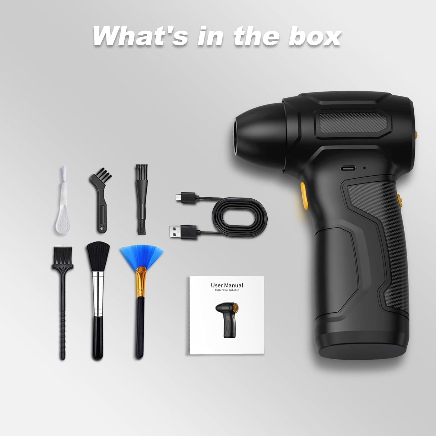 Compressed Air Duster - 200,000RPM Electric Air Duster, Canned Air Blower Alternative for PC, Keyboard, Building Toys, Campfire, Leaf, Home Cleaning (Yellow)