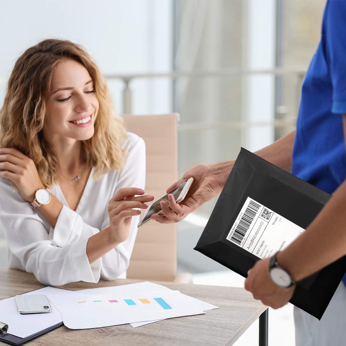 UCGOU Poly Mailers 14.5x19 Inch Black 200 Pack Large Shipping Bags #7 Strong Thick Mailing Envelopes Self Sealing Adhesive Waterproof and Tear Proof Boutique Packaging Postal for Clothing