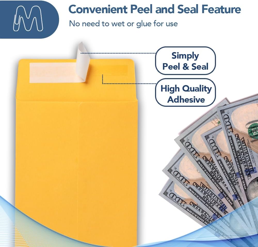 MOS #7 Gold Coin Envelopes 3.5 x 6.5 Inch 550 Pack — Self-Seal Yellow Money Envelopes for Cash, Budgeting, Savings Challenges, Seed Storage, Small Parts