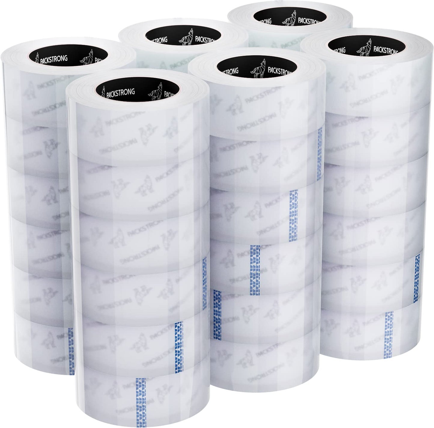 Packstrong Industrial Grade Clear Packing Tape 36 Rolls - Extra Strong - 110 Yards per Roll - 2" Wide x 3.1 mil Thick, Acrylic Adhesive Heavy Duty Tape