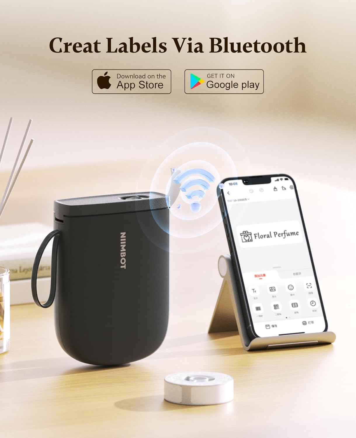 NIIMBOT Label Maker Bluetooth Mini Label Printer D11 2024 Version, Portable Label Maker with Tape Thermal Sticker Small Labeler, 300 DPI High Clearity Rechargeable, Black