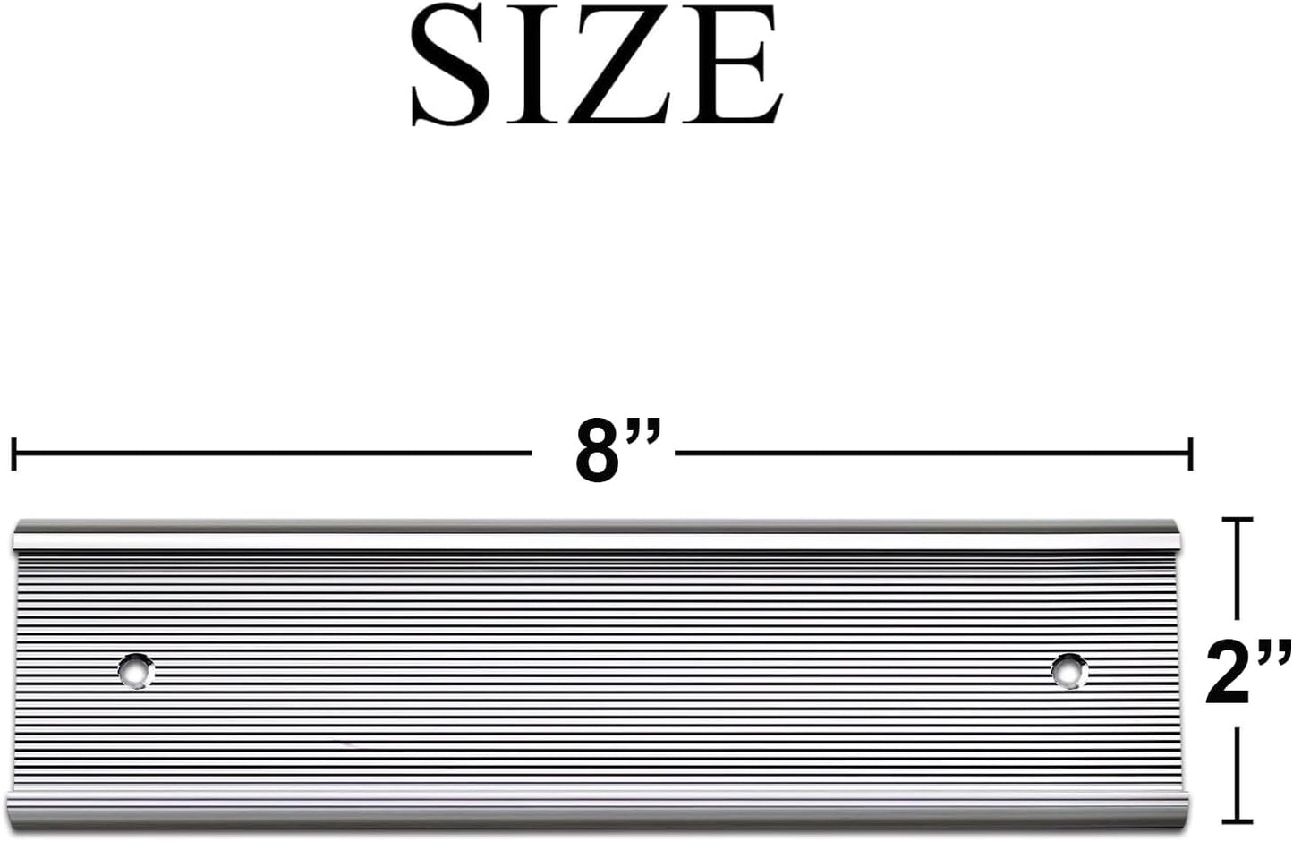 10 Pack Aluminum Name Plate Holders for Door or Wall, 2” x 8” Office Wall Mount Name Plate Holder with Textured Design and Double Sided Tape, for Office, Business, Meeting Room (Silver)