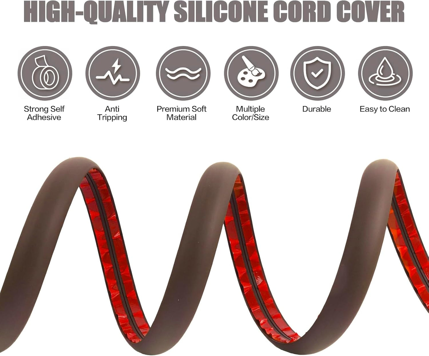 Floor Cord Cover Cable Cavity Self Adhesive Cord Hider Floor 3.3FT Floor Cable Management Power Cord Protector Floor Electric Cord Covers for Offices, Gym, Exhibitions (CoffeeBrown, 1.18" x 3.3')