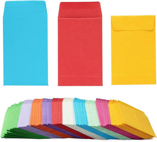 500 Pieces Colorful Small Coin Envelopes Self-Adhesive Seed Envelopes Mini Parts Small Items Storage Packets Envelopes for Garden, Office or Wedding Gift (2.25×3.5 inch)