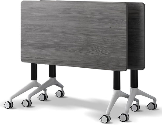 Conference Room Table with Flip-Top Design for Dynamic Meetings, Business Table Computer Desk with Heavy-Duty Frame,Foldable Seminar Meeting Tables for Home Office (2, B, 61IN)