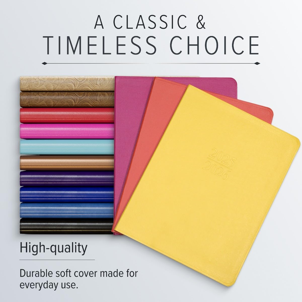 Gallery Leather Academic Planner 2025-2026, Teacher and Student Weekly Monthly Planner, Elegantly Bound Calendar with Gold-Gilded Page Edges, 18 Months - Acadia Malibu - 9x7"