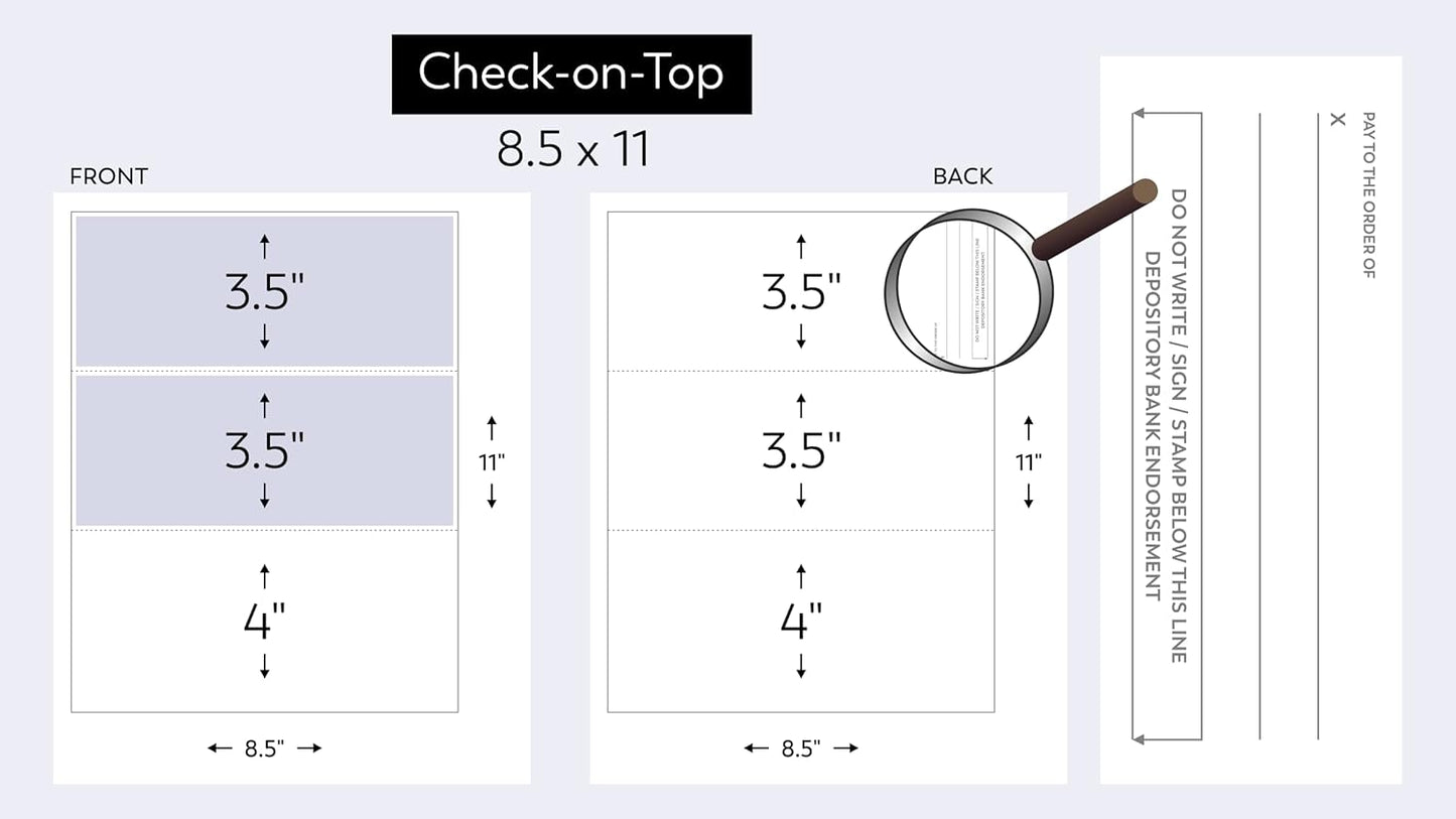 100 High Security Blank Check Stock - Checks on Top Compatible with QuickBooks, Quicken and Any Laser or Inkjet Printer - Check Paper Weight # 70 Dark Blue Art Deco