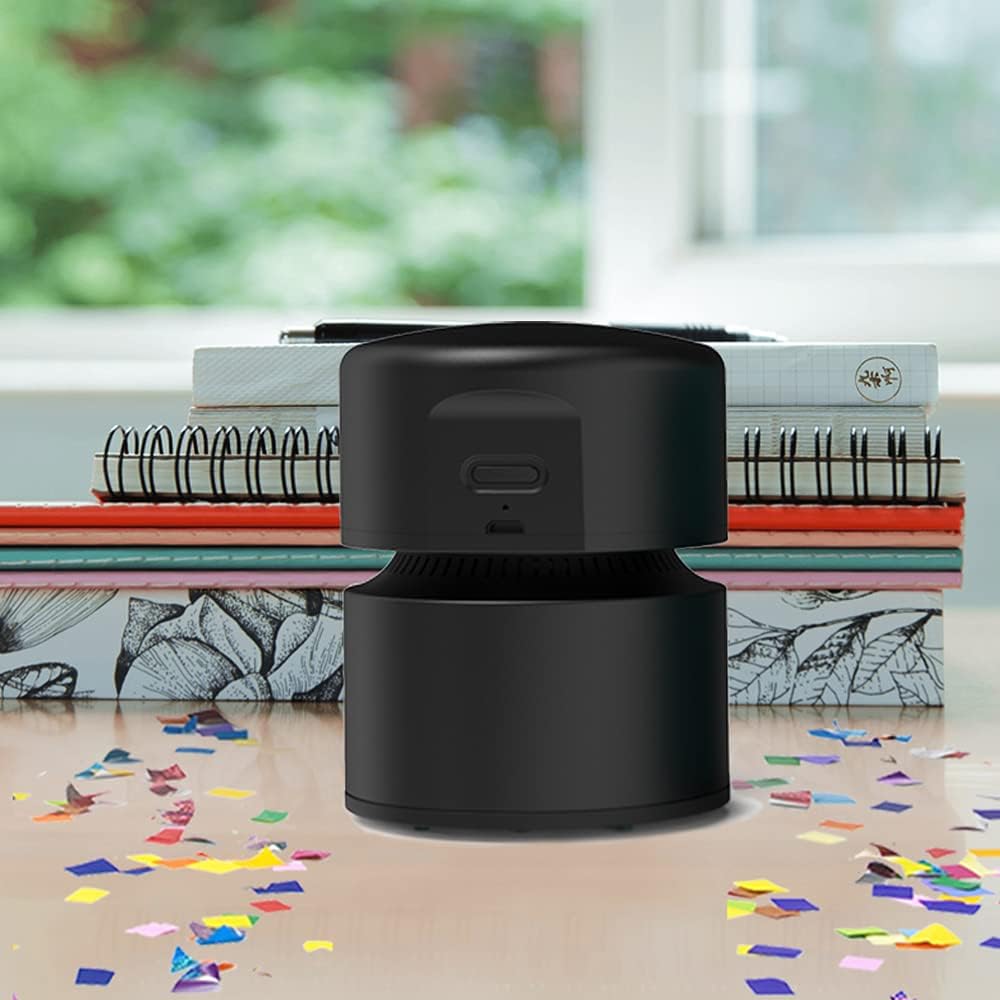 ODISTAR Desktop Vacuum Cleaner,Mini Table dust Sweeper Energy Saving with auto Power-Off Function,High Endurance up to 400 mins,Cordless&360º Rotatable Design for Keyboard/Home/Office (Black)