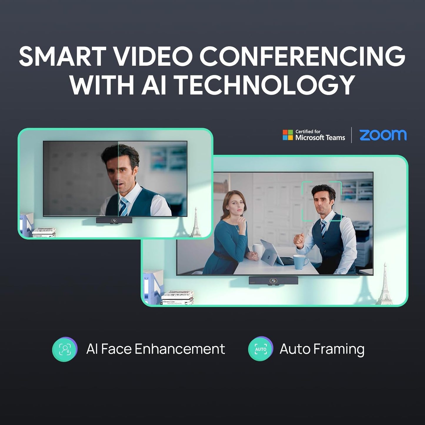 Yealink 4K USB Video Conference Camera - 120° Wide Angle, Microphone, Speaker, Auto Framing, for PC Meetings, Microsoft Teams & Zoom