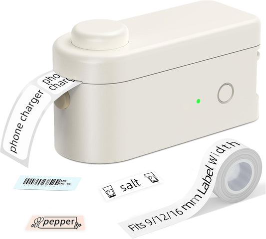 Makeid L1 Label Maker Machine with Tape - Portable & Rechargeable Label Makers Compatible with 9 12 16mm Waterproof Tape - Mini Bluetooth Labeler for Organizing Home Office School